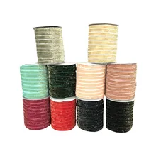 Cinta de terciopelo con purpurina plateada de 1cm, cincha de terciopelo para sombreros, prendas de vestir, decoración de regalo, 20 colores disponibles, 50 yardas (4)