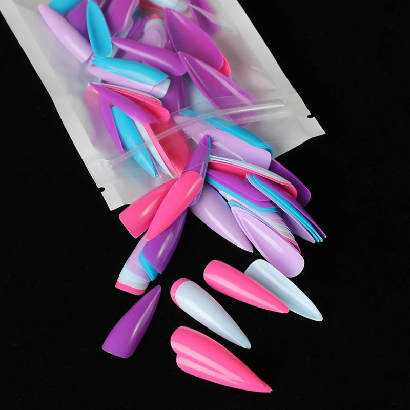 100 шт. сплошной Цвет полное покрытие длинные шпильки Маникюр для кончиков ногтей