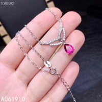 kjjeaxcmy fine jewelry 925 sterling silver inlaid natural pink topaz pendant female supports detection popular