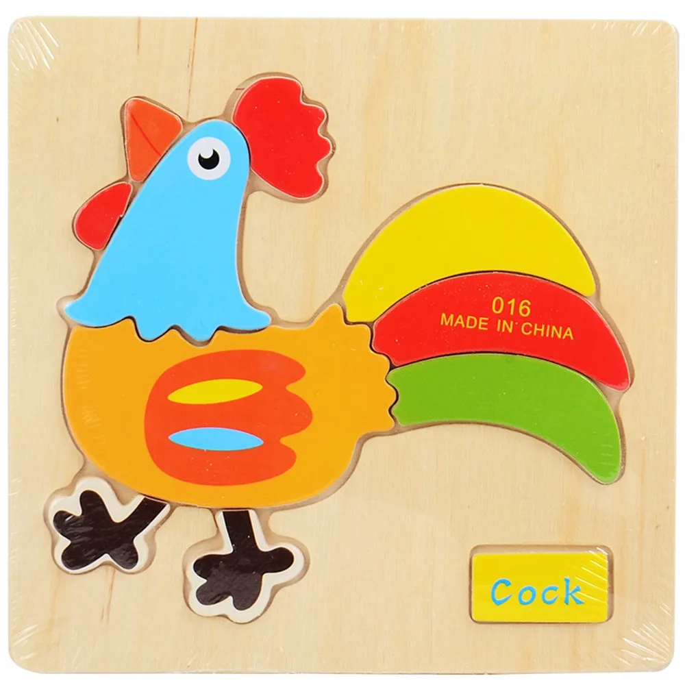 3D деревянные пазлы игрушки для детей Мультяшные с животными детские развивающие