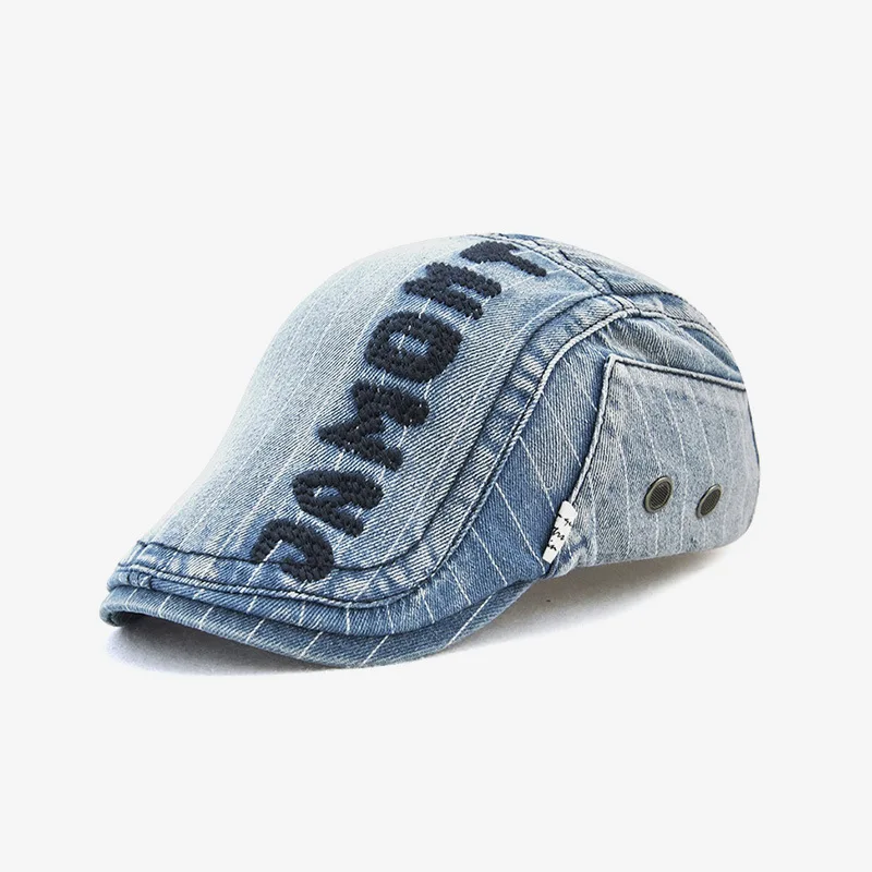 

2021 Women Denim Octagonal Hat Man Flat Peaked Ivy Cap Fashion Painter Hats Men Casual Newsboy Caps 55-60cm