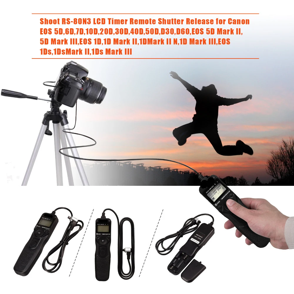 TC RS-80N3 DMW-RS1 LCD Timer Remote shutter release For Canon 70D 5D3 5D4 7D2 7D 1DS 6D2 60D Camera | Электроника