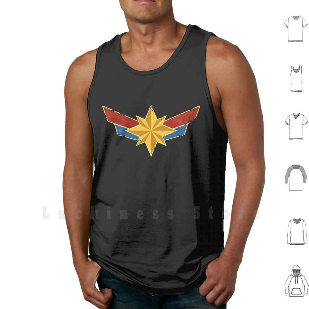 

Super Heroine ( Aged ) tank tops vest 100% Cotton Captain Comics Danvers Red Yellow Blue Movies Cinema Film Galaxy Space