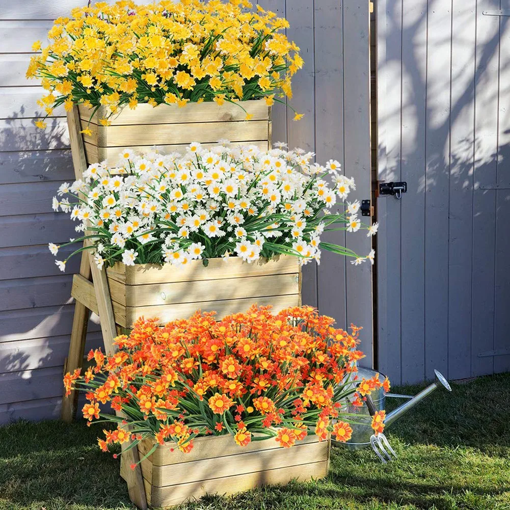 

1Bundles Artificial Daisies Fake Flowers Simulation Daisy Fake Flowers Decor For Porch Home Garden Wedding DIY Fake Floral Craft