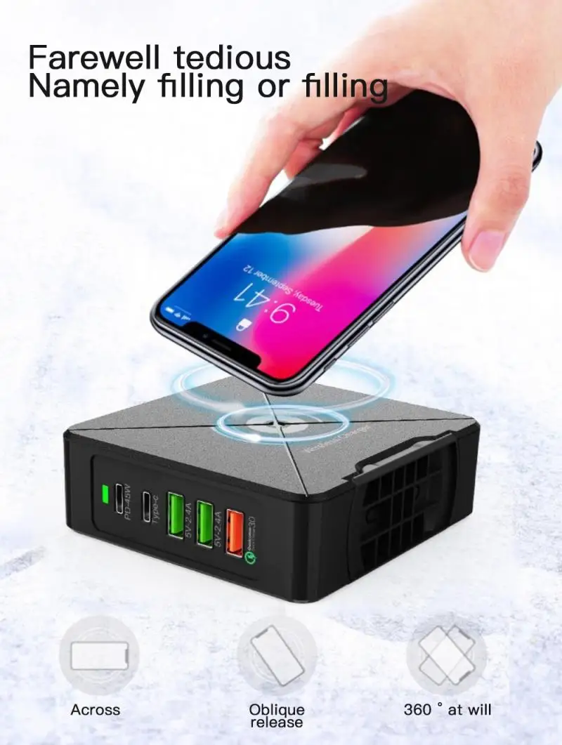 SEC 5-станция зарядного устройства с портом USB HUB дисплея СИД Мульти док-станция для