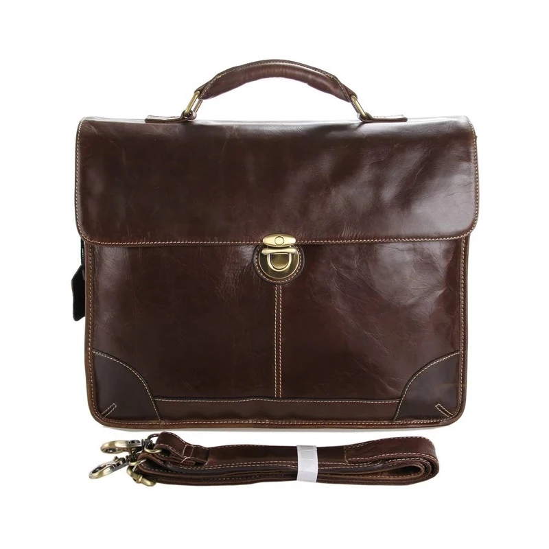Luufan New Classic Vintage Leather Men's Chocolate Briefcase Laptop Bag Messenger Handbag 7091C 2021 Fashion Style High-Quality