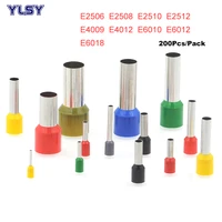 200pcs tube insulated cord end crimp terminals electrical wire connector e2506e6018 cable brass ferrules ve 14 10awg 2 5 6mm2