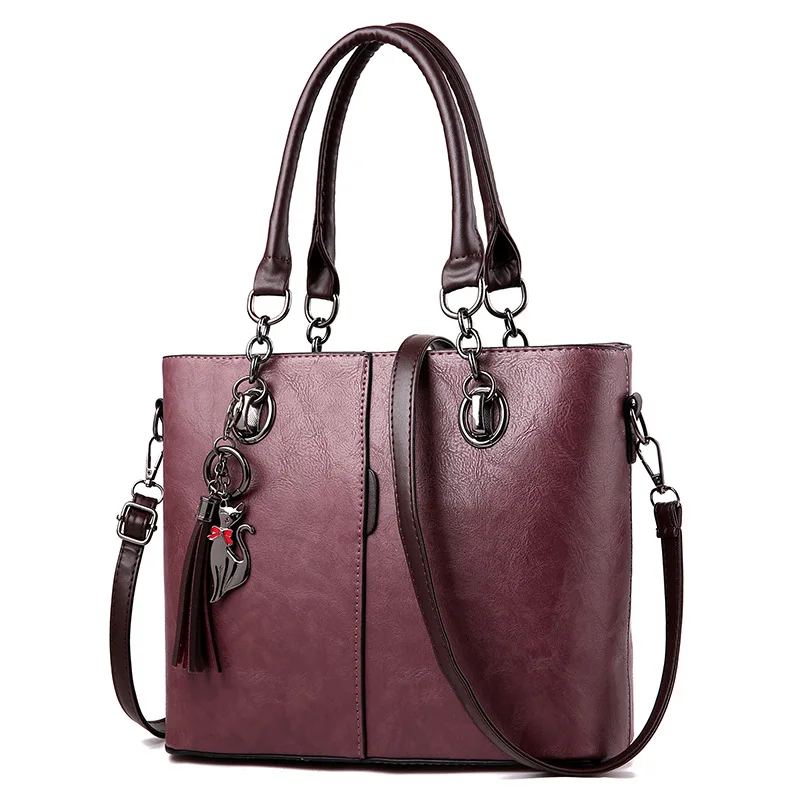 

Women Handbag Shoulder Bag Girls Fashion Famous Design Leather Big Casual Tote High Quality Hasp Casual Black New 2019