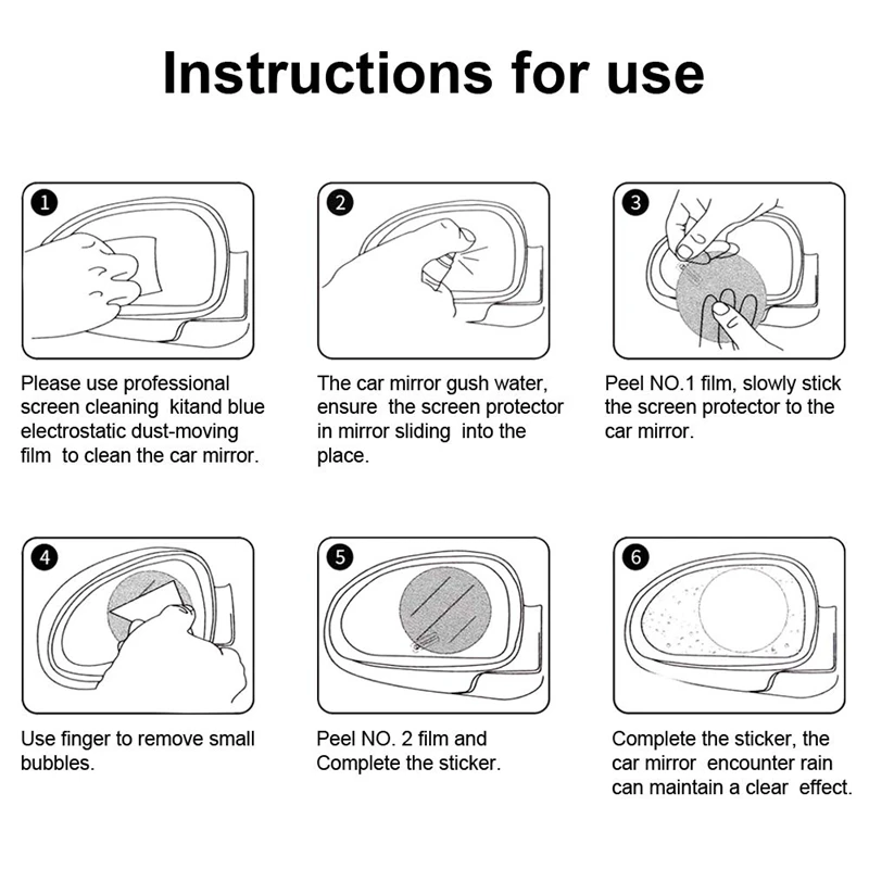 Антибликовая пленка для бокового зеркала автомобиля 6 шт. на зеркало заднего вида