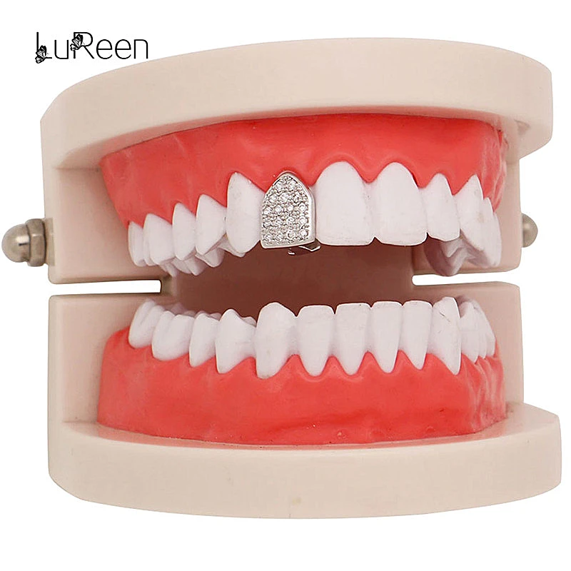 

LuReen Single Gold Teeth Grills Hip Hop Grills Top Grill Cosplay Teeth Cap Halloween Tooth Jewelry Party XHYT1066