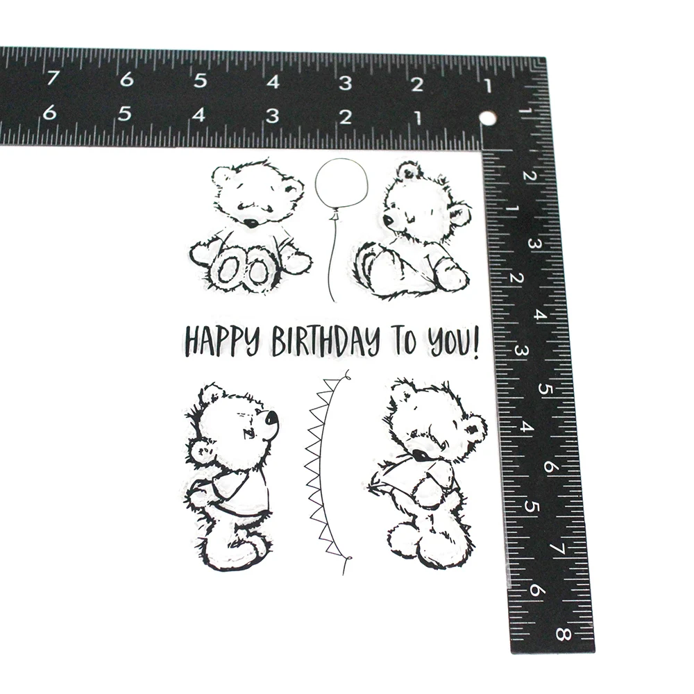 Прозрачные прозрачные штампы в виде медведя и птицы для скрапбукинга