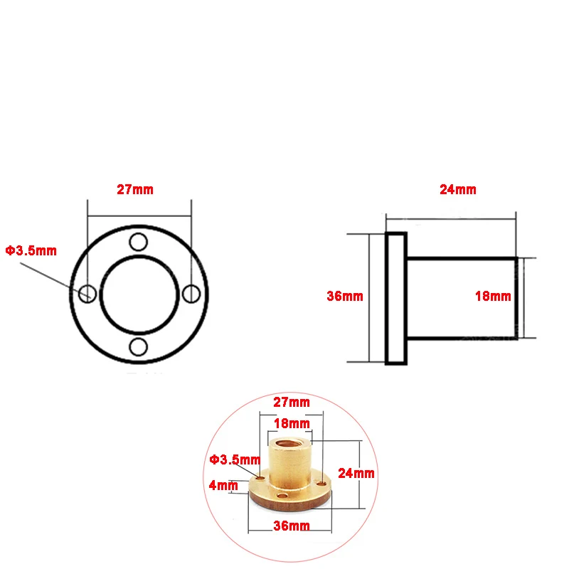 1pc T12 Lead Screw 100 150 200 250 300 350 400 450 500 600 mm Pich 2 4 8 12 304 Trapezoidal With Brass Nut |