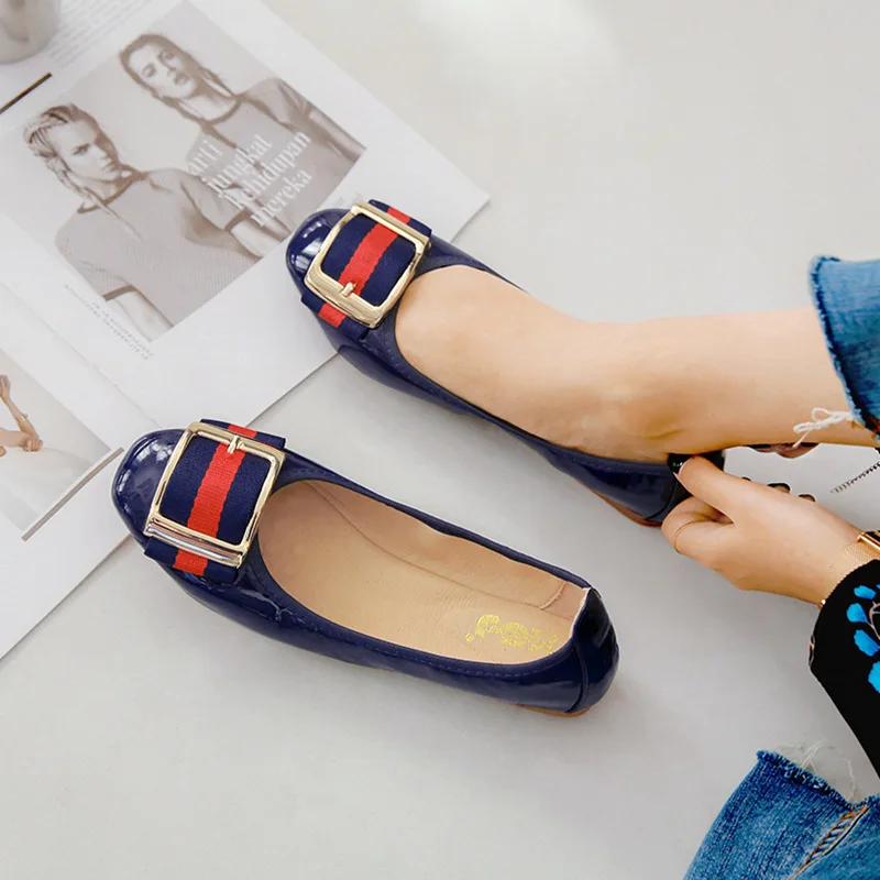 

Fashion Soft Square Toe Ballet Flats Woman Flats Patent Leather Shoes Ladies Loafers Comfortable Casual Shoes Zapatillas Mujer