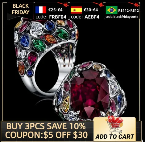 

2021 New Luxury Red Color Oval National Wind Ring Engagement Ring For Women Anniversary Gift Jewelry Bulk Sell R5972