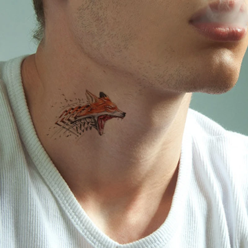 

Temporary Tattoo Stickers Mechanical Animal Snake Fox Fake Tatto Waterproof Tatoo Neck Leg Arm Belly Small Size for Women Men