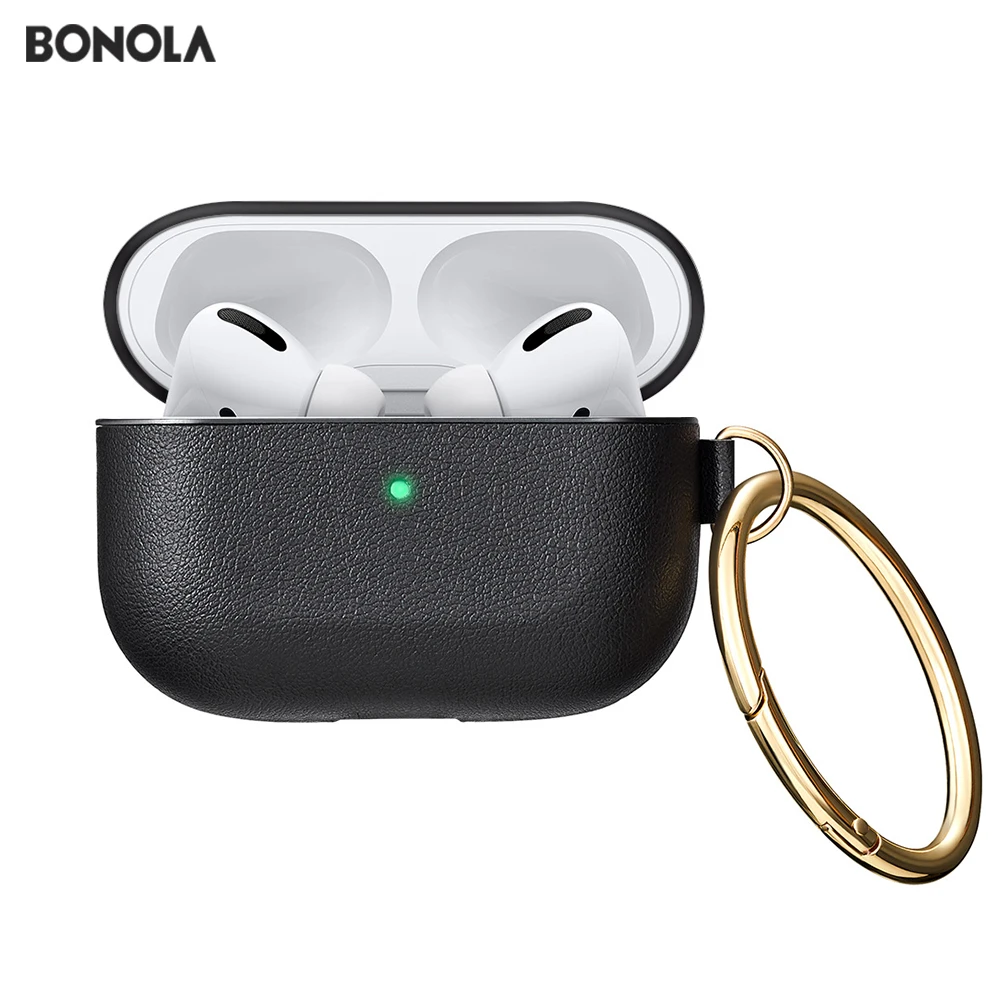 Кожаный чехол Bonola для Airpods Pro, противоударный защитный чехол s для Airpods 3 с чехлом-брелком для наушников Apple