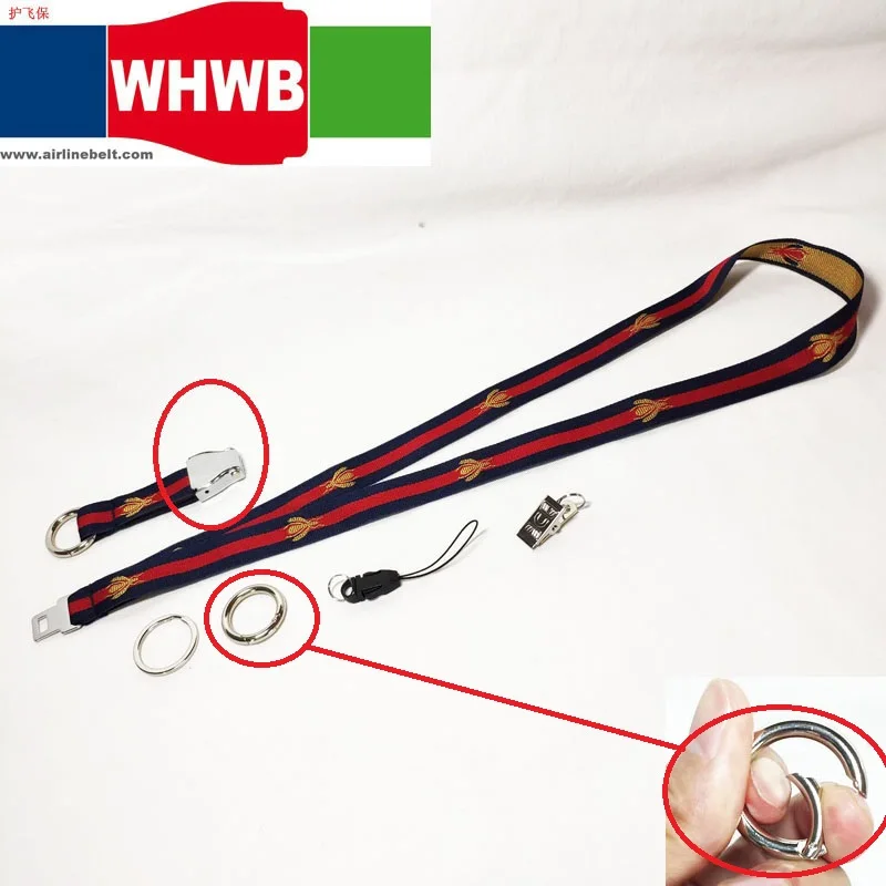 Airplane aircraft seat belt buckle Stripe neck lanyards bee lace decorative rope ribbon weaving jacquard keychain for phones | Мобильные