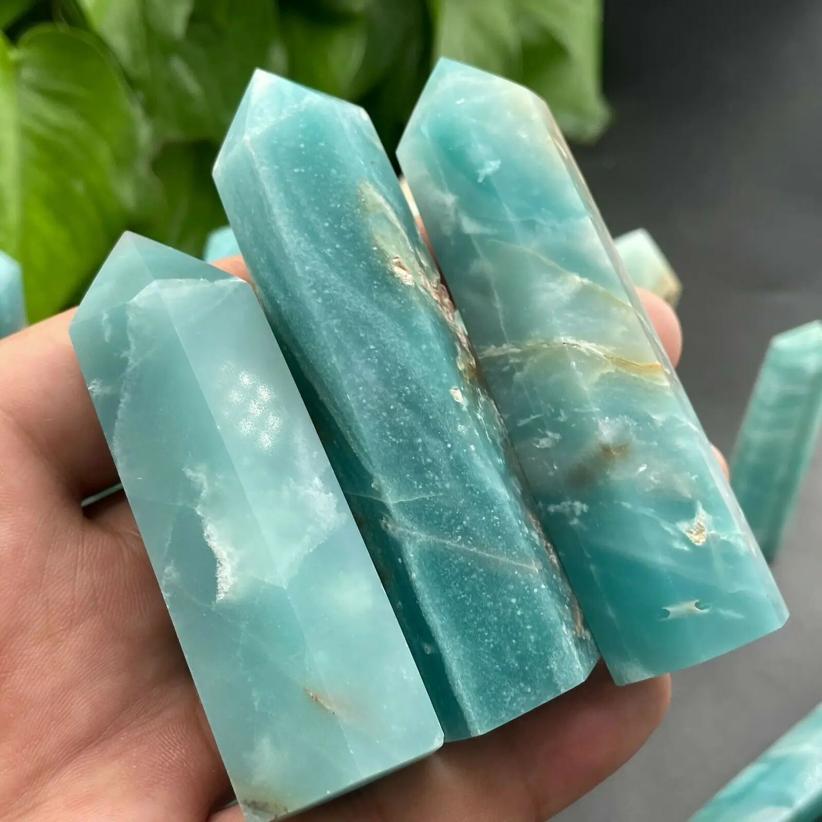 

Natural amazonite quartz obelisk crystal wand point gem reiki healing 70-80mm