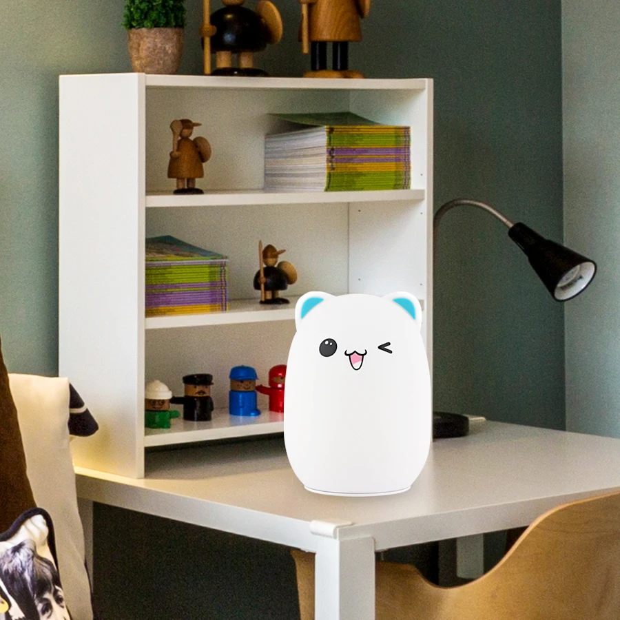 Силиконовый сенсорный мультяшный светодиодный ночной Светильник для детей