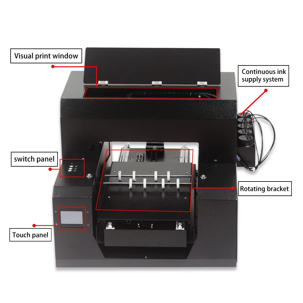 Цилиндрический/плоский/подъемный тиснением с помощью одной кнопки печати A3 UV