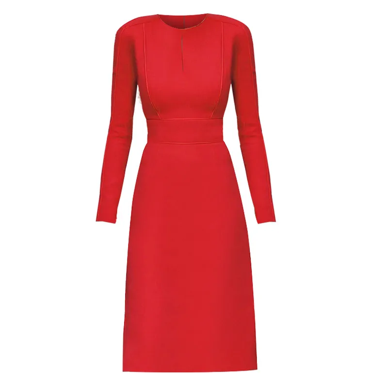 

Платье-карандаш с круглым вырезом, длинным рукавом, до колена