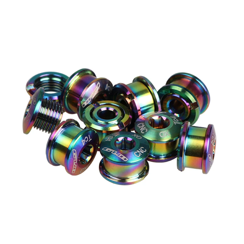 

5PCS/LOT GUB Colorful Plating Titanium Chainwheel Bolts Ti Crankset Chain-rings Nuts Bicycle Accessories M8*6mm