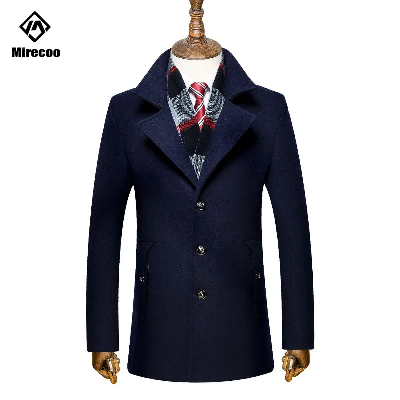 Деловое шерстяное пальто со съемным шарфом однотонные зимние куртки модная