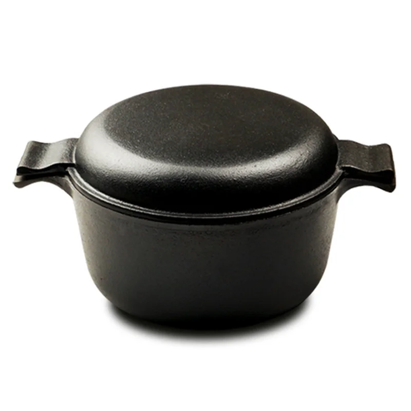 

Cast iron saucepan thickened and deep-fried in a homely old fashioned cast iron pan frying saucepan baked with oubao uncoated