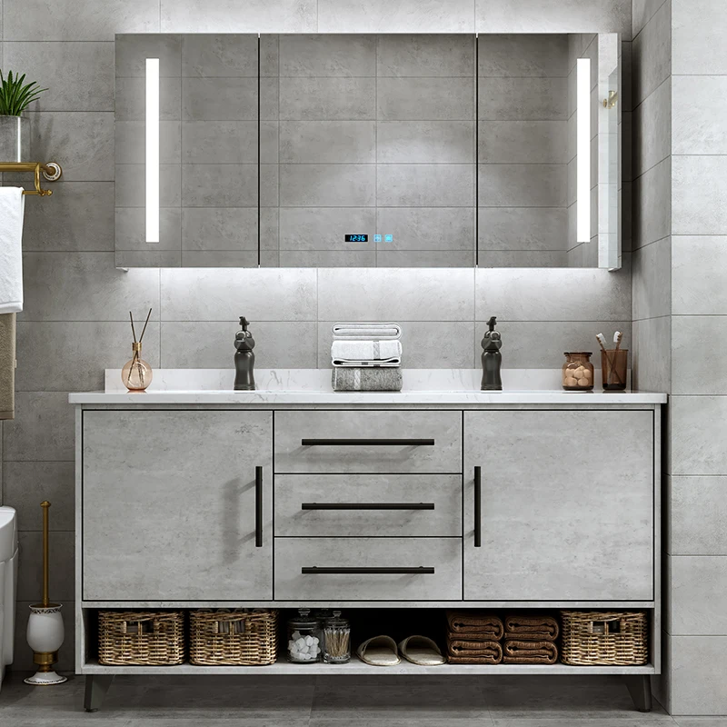 

2020 new bathroom furnitures multilayer solid wood vanity solid timber bathroom cabinets SV252