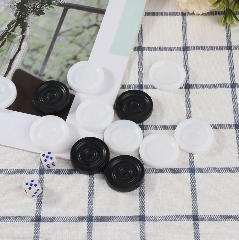 Черно белые шахматы Backgammon 30 шт. пластиковые международные шашки|Настольные игры|