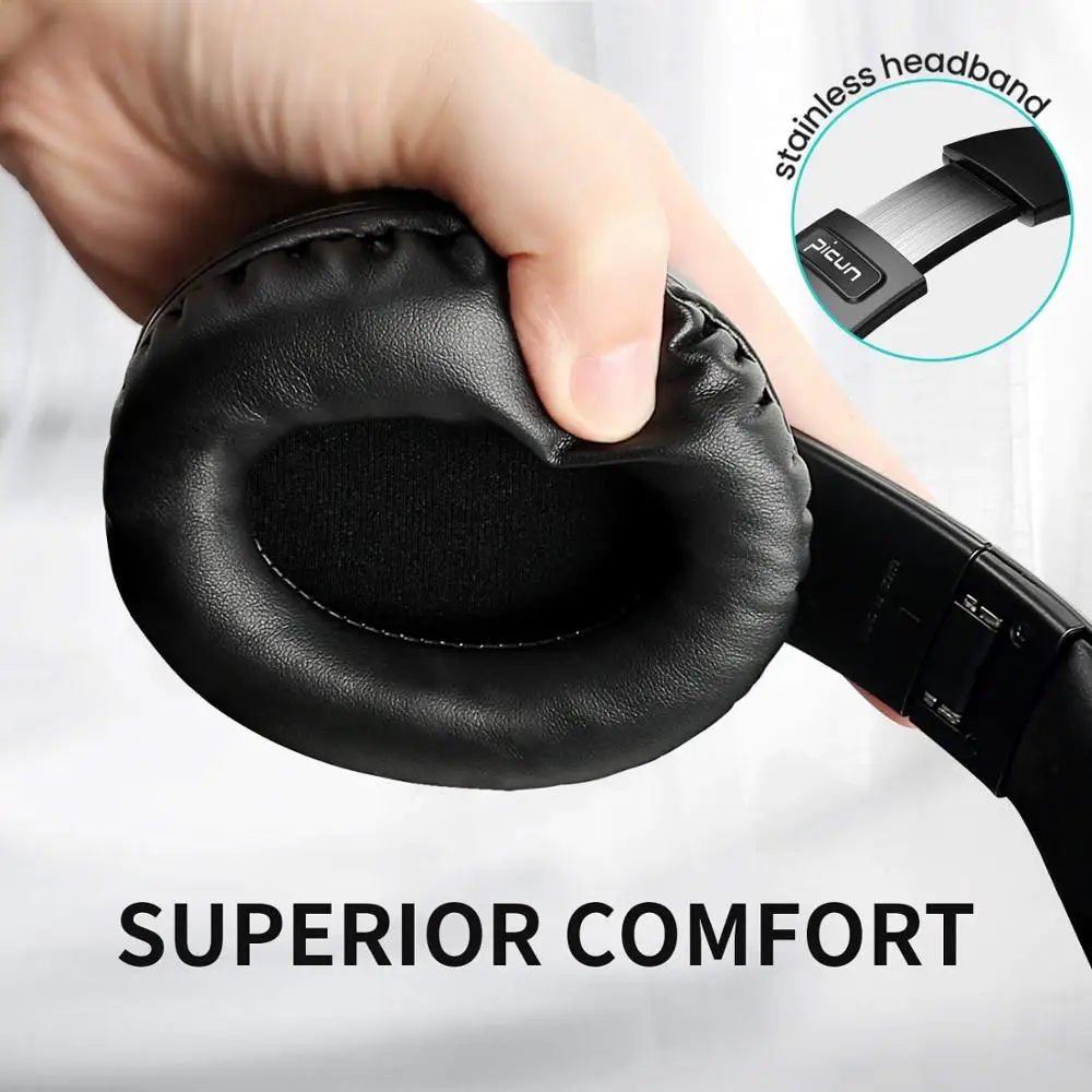 

headphones, wireless via Bluetooth 5.0, touch control over-the-ear headphones with microphone and 40-hour playtime, for phone PC