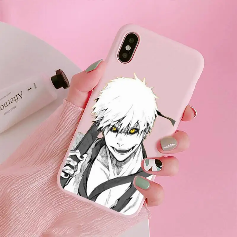 

Japanese anime Bleach Phone Case Candy Color Pink for iPhone 11 pro XS MAX 8 7 6 6S Plus X 5S SE 2020 XR