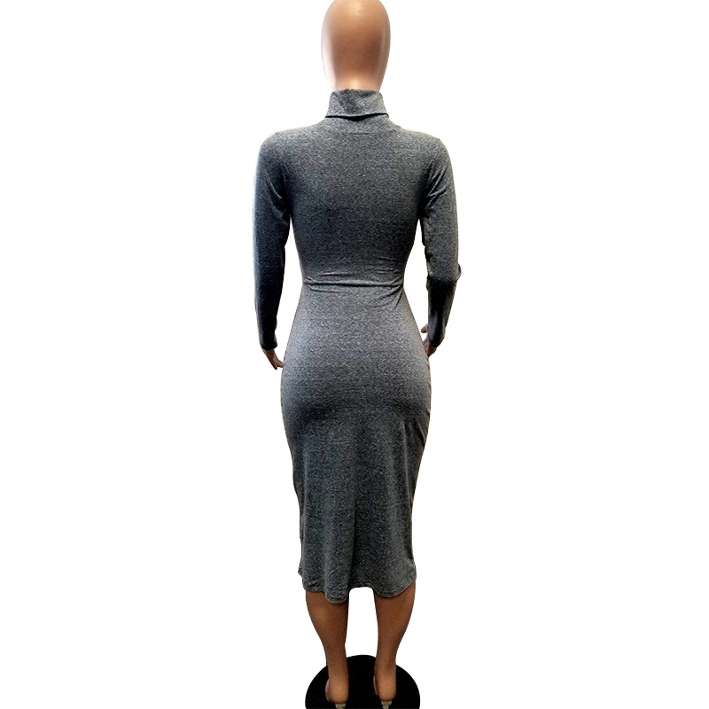 

Women Causal Long Sleeve High Neck High Waist Bodycon Sexy Mini Dress 2020 Autumn Winter Women Fashion Party Elegant Clothes