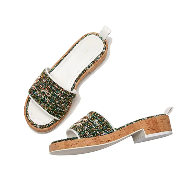 

Шлепанцы женские на толстой подошве, сандалии с надписью, цветные блочные, уличная одежда, летняя модель 2021