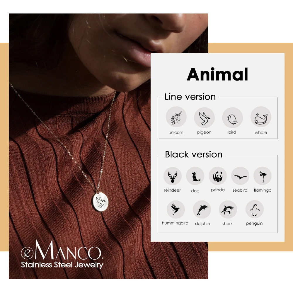 Модное ожерелье eManco с подвеской в виде единорога минималистичное женское
