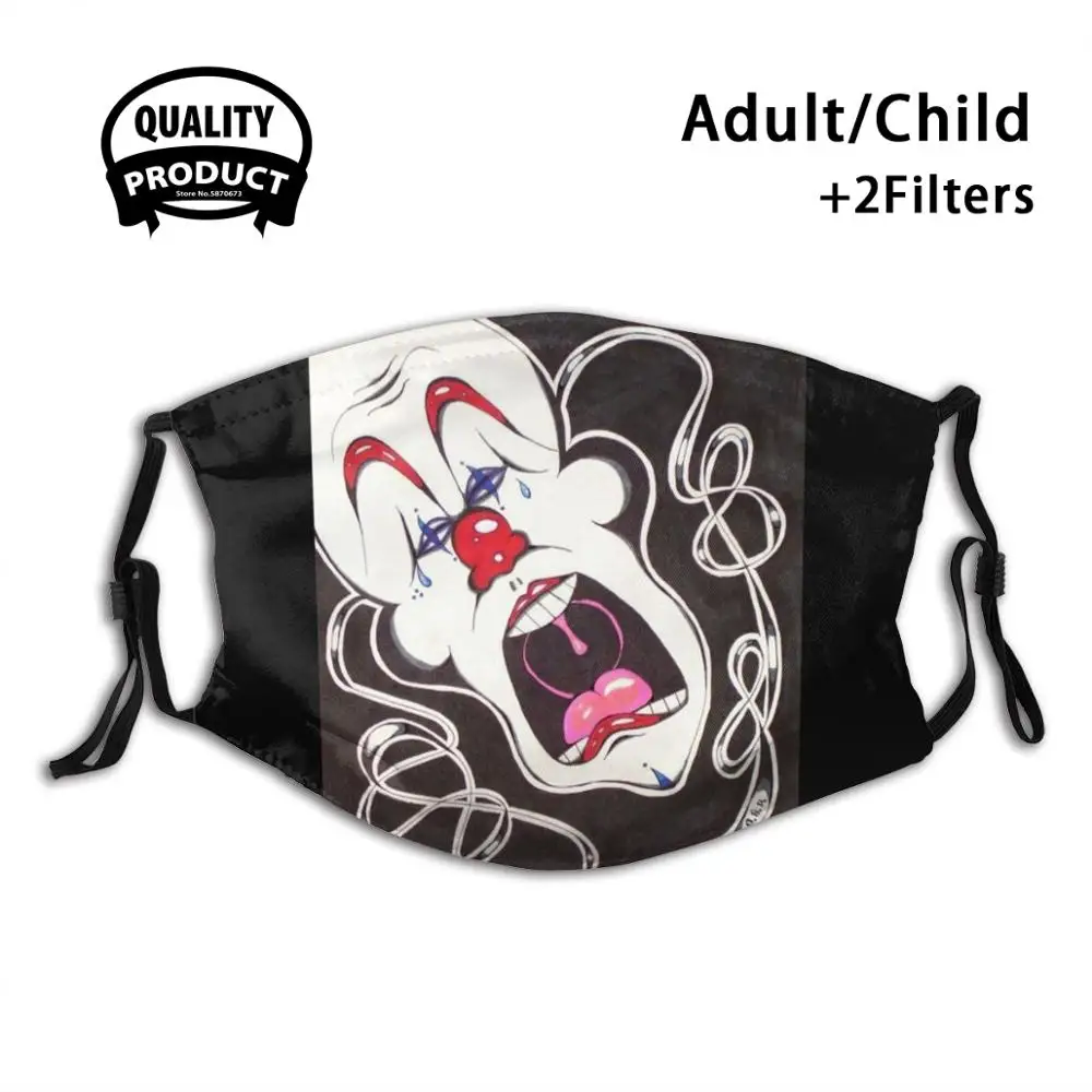 

Sad Clown Anti Dust Face Mask Washable Filter ReusableCartoon Tears Sadness Clown It