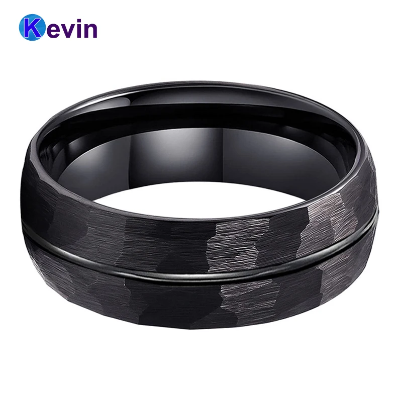Black Hammer Ring Men Wedding Tungsten With Center Groove Finish New Arrivals | Украшения и аксессуары