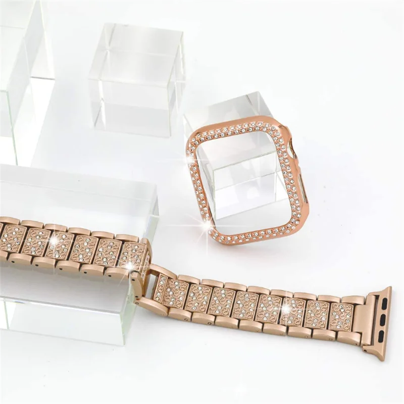Для Apple Watch Bands 38 мм 40 42 44 Женский Блестящий металлический ремешок и шикарный