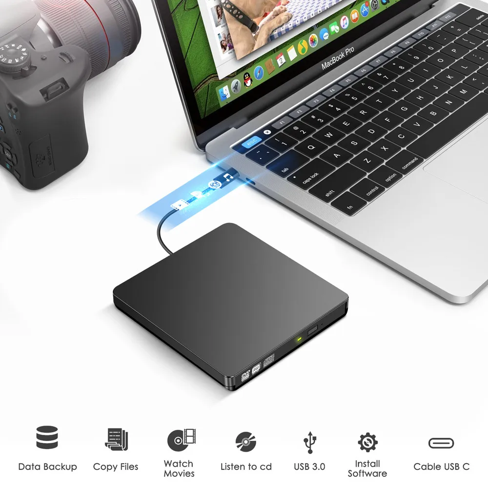 YiYaYo Тип C USB 3,0 DVD привод DVD RW горелка Писатель Rewriter CD rom ридер плеер Внешний привод для портативных ПК Windows Mac OS