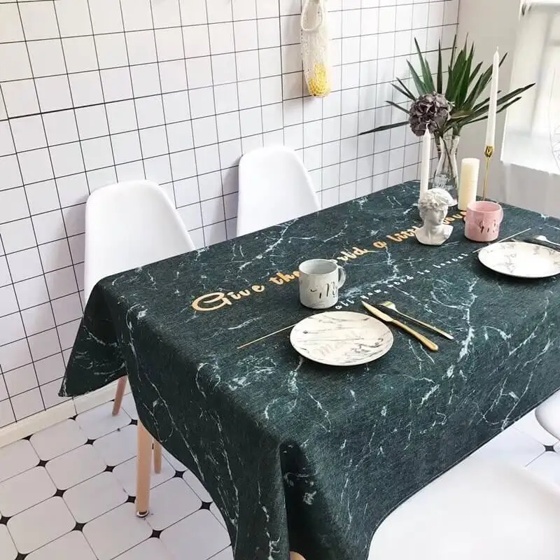 Современная мраморная скатерть LeRadore 100% льняная для обеденного стола покрытие