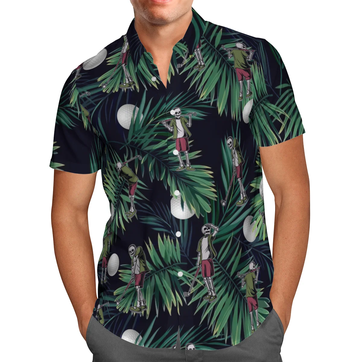 

Skull Golf 3D Beach Hawaiian 2021 Summer Men's Shirt Short Sleeve Shirt Streetwear Oversized 5XL Camisa Social Chemise Homme