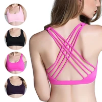 fitness sports bra for women push up solid cross back yoga running gym training workout femme padded underwear crop tops female