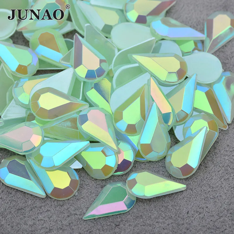 JUNAO 5*8 мм 8*13 зеленые Стразы AB в форме капли аппликации DIY наклейки с кристаллами