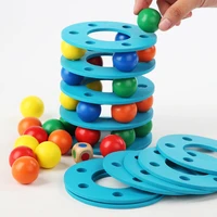 rainbow ball tower stacking high tower game young children color recognition hand eye coordination training balance toy dominos