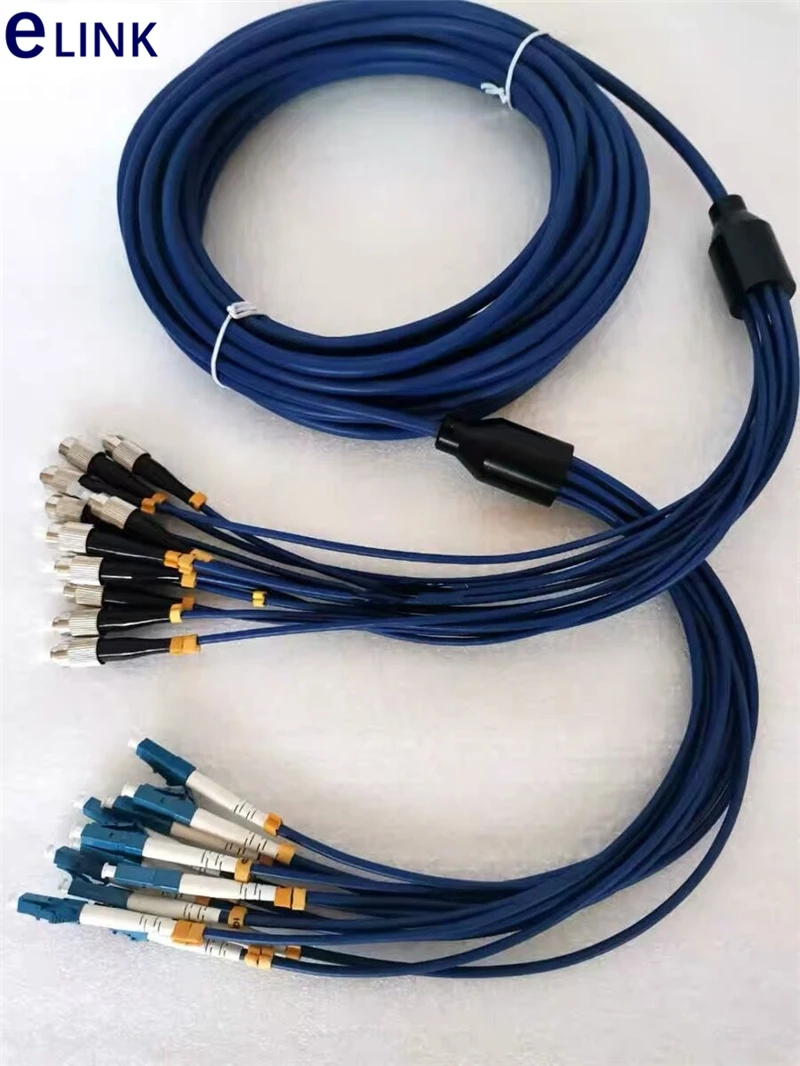 80mtr 12 core Armored patchcord SM SC LC FC ST APC Singlemode 12C fibers Armored fiber optic jumper ftth cable ELINK ftth blue