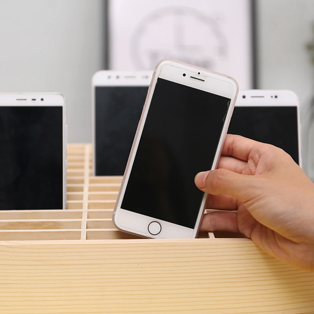 2019 офис для дома древесные хранение мобильных телефонов коробка рабочего стола