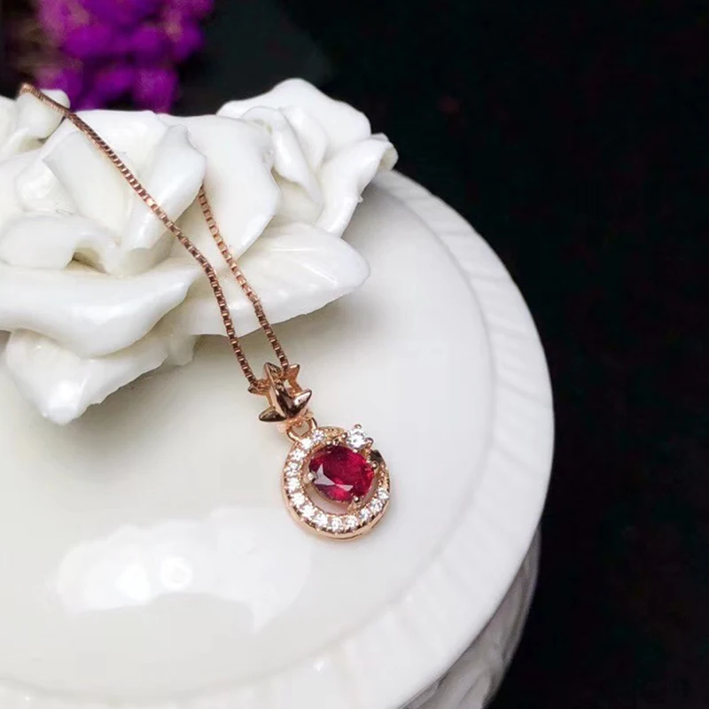 Женское Ожерелье для вечеринки серебряная подвеска с натуральным красным