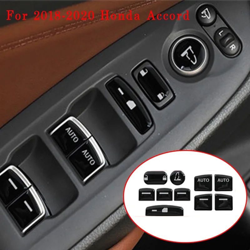 

10Pcs Black ABS Car-Window Lift Switch Button Sequin For 2018-2020 Honda Accord Button Stickers
