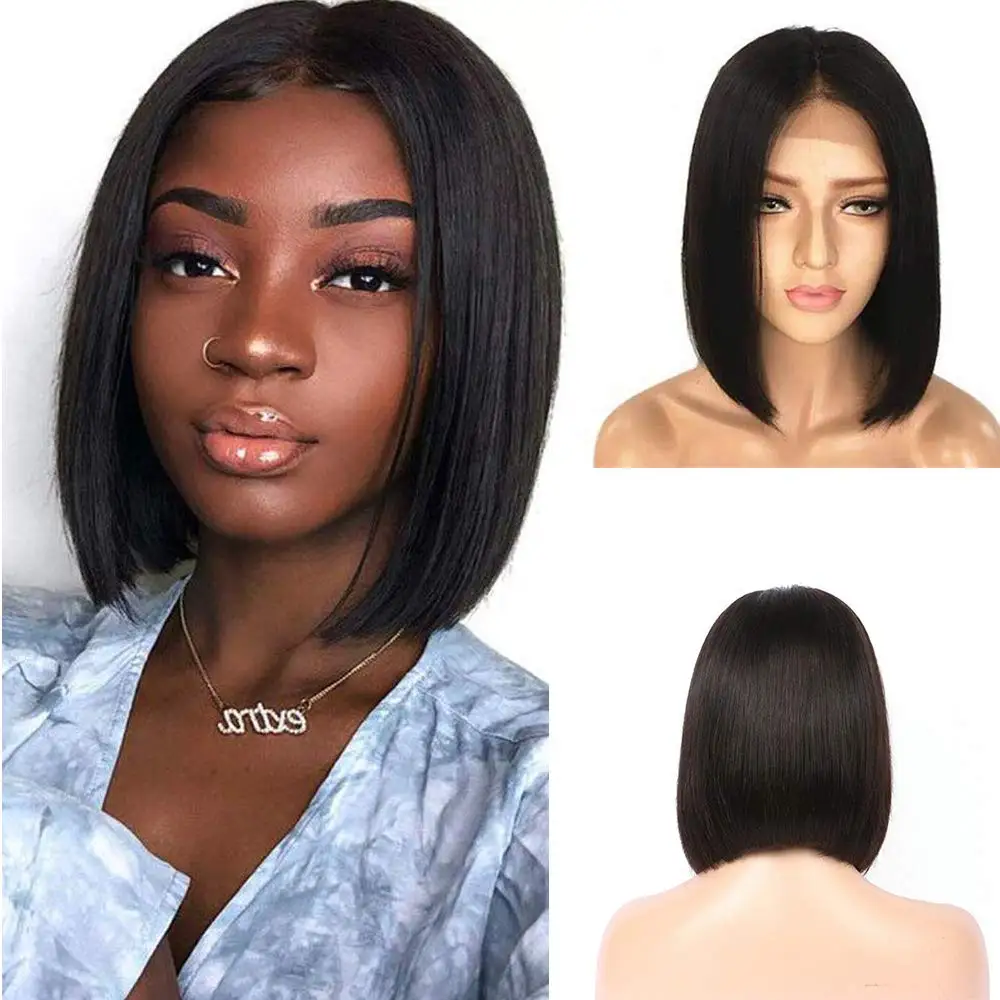 

Straight Bob wig human hair lace front 4x4 Closure short Brazillian wigs ALEESA 180% for women pre plucked fashion restyle hair