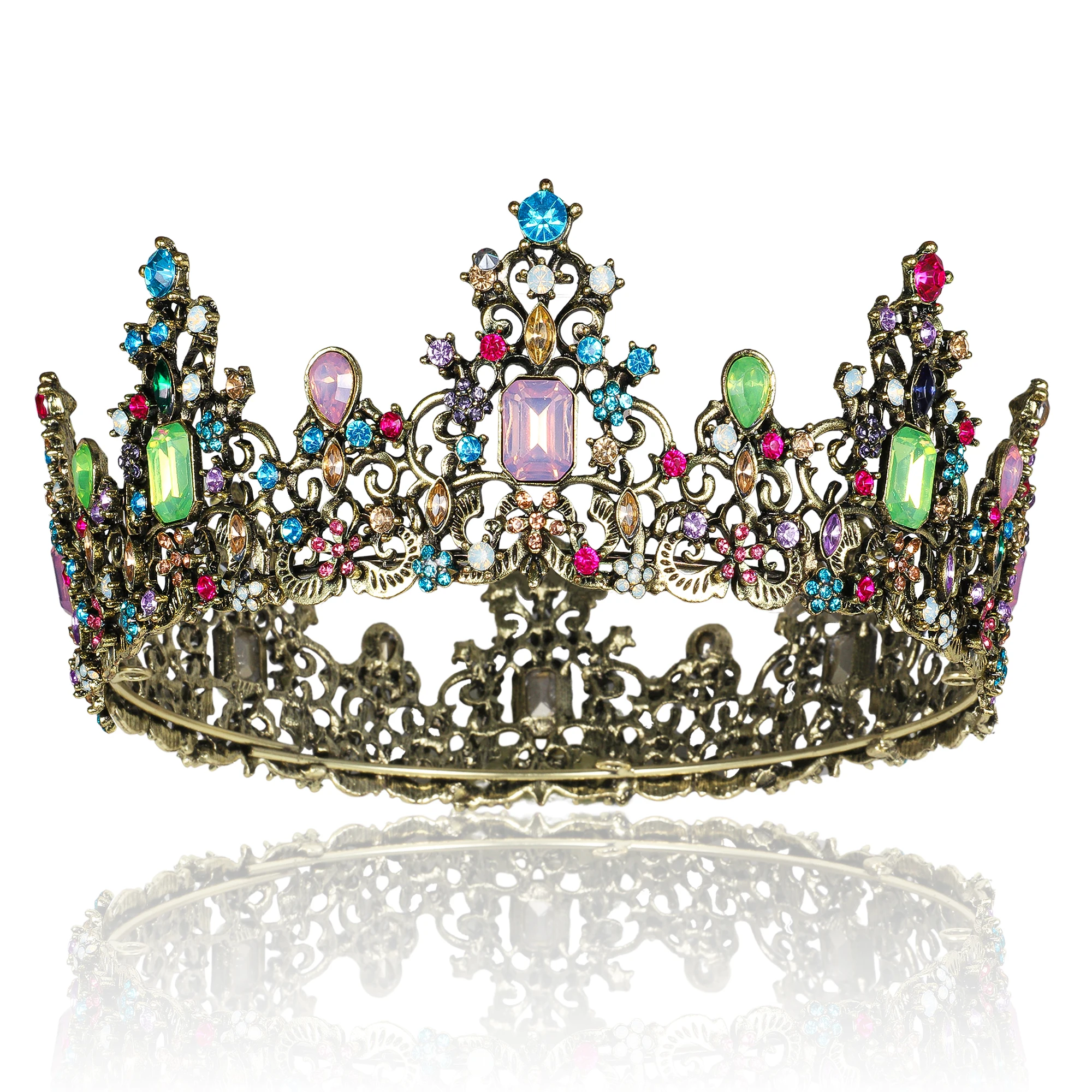 Красочная Королевская корона с кристаллами для женщин, ювелирные украшения, свадебные короны и диадемы, аксессуары для костюмированной веч...